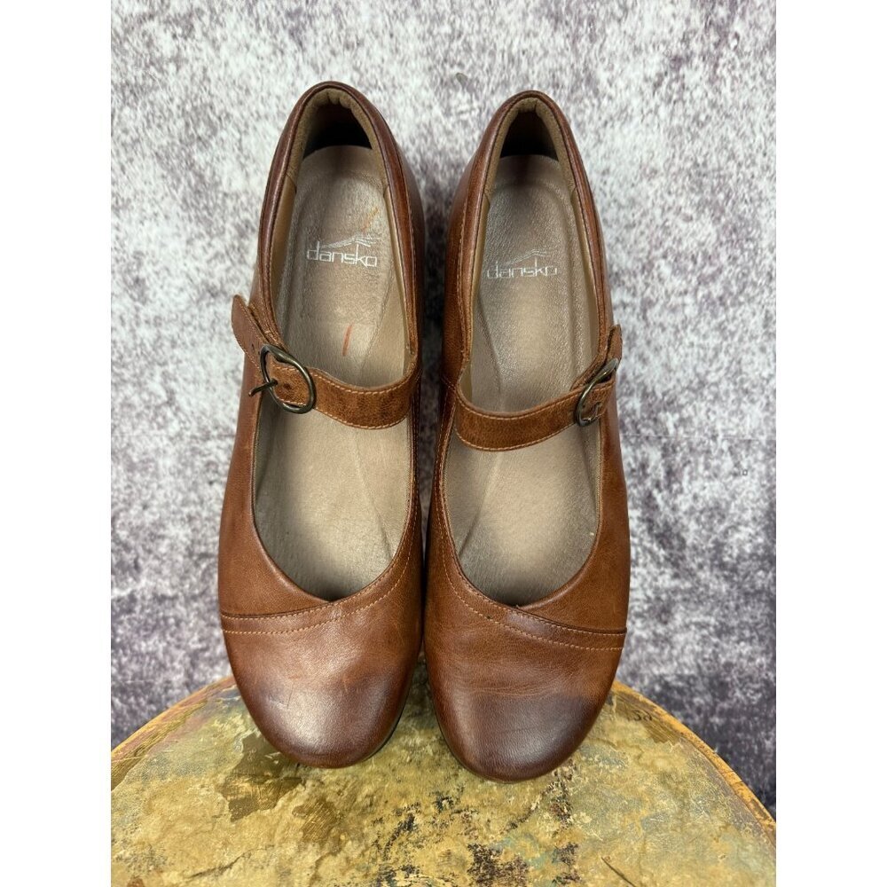 Dansko Womens Mary Jane Shoes 11 EUR 42 Brown Oiled leather Boho Vintage Style - Picture 12 of 14